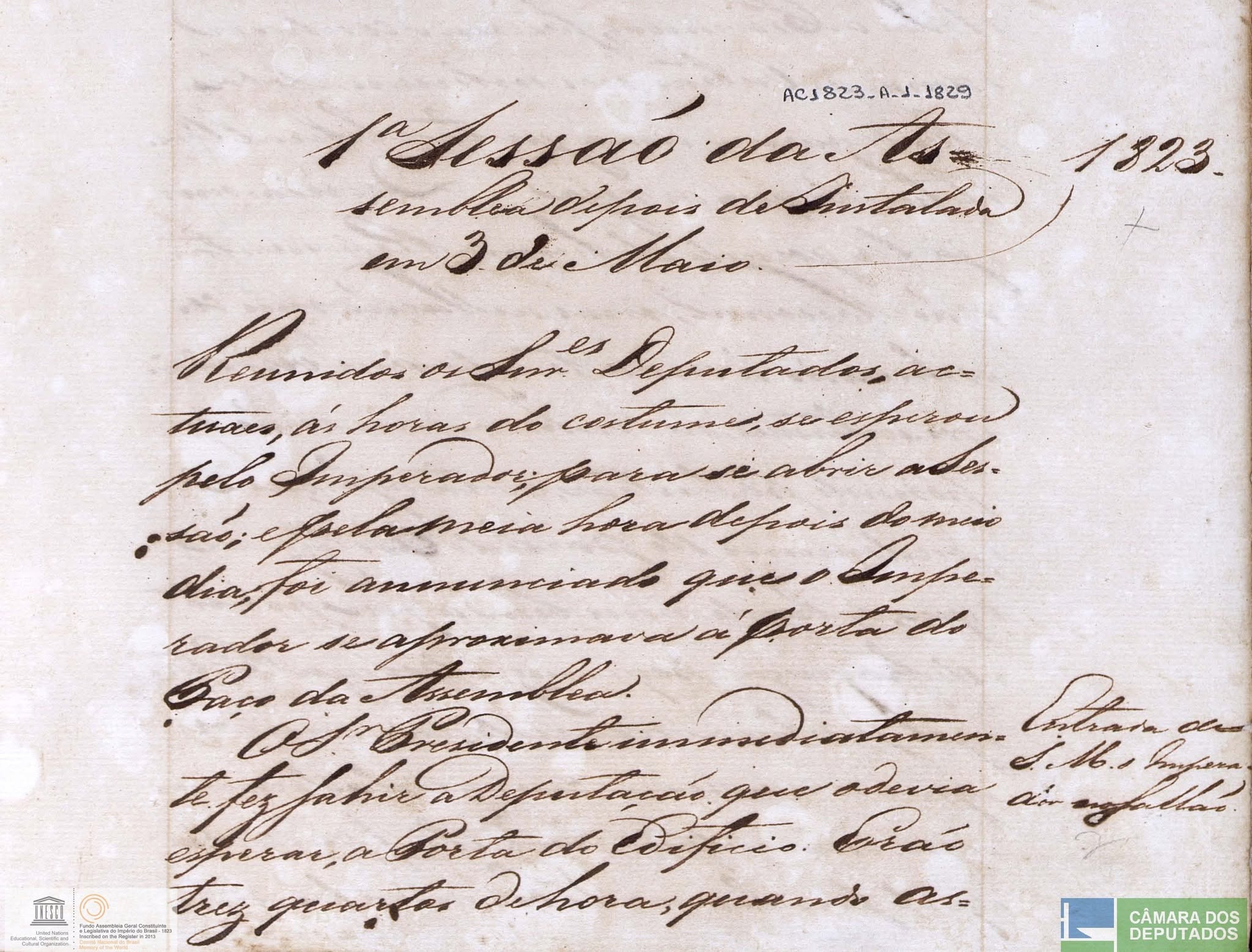 Ata da primeira sessão da Assembleia Geral Constituinte, 3 de maio de 1823