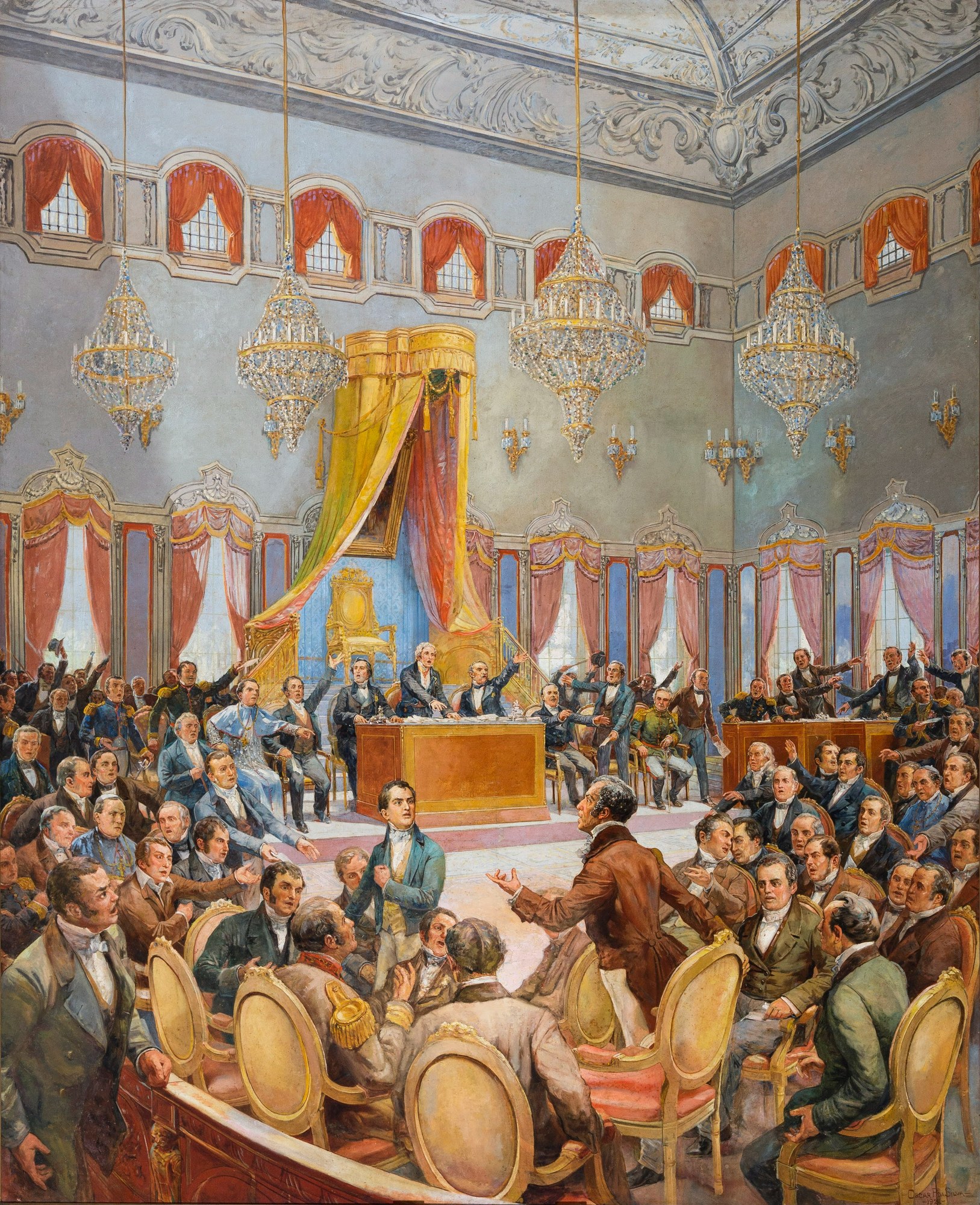 Sessão das Cortes de Lisboa, por Oscar Pereira da Silva, 1922