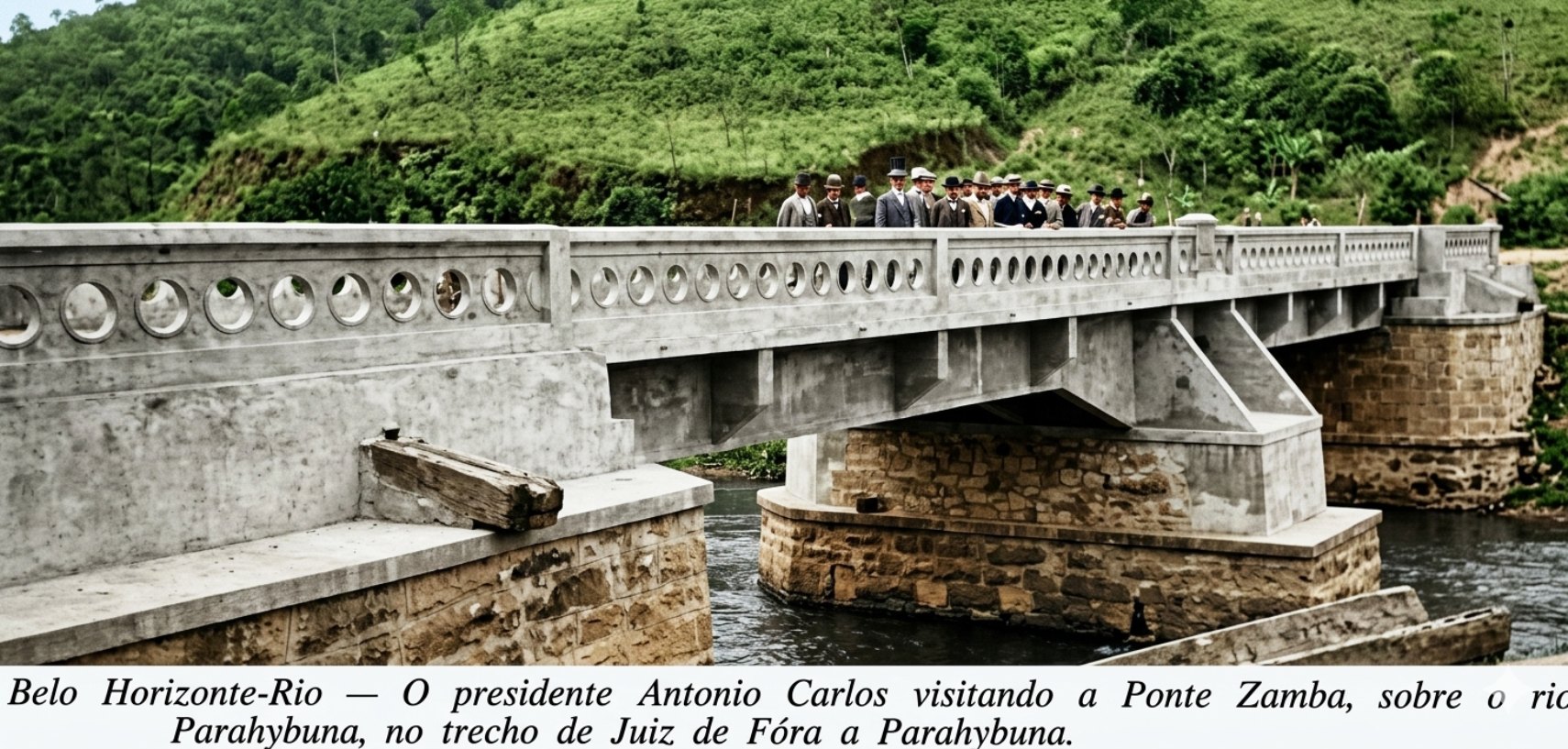 Visita à ponte Zamba, sobre o rio Paraibuna